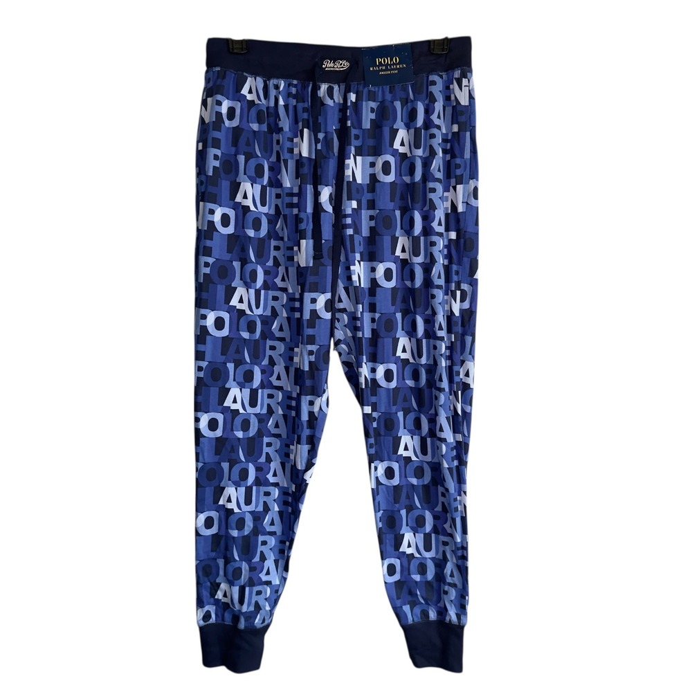 Polo Ralph Lauren Mens Large Blue‎ Logo Jogger Pant Sleepwear PJ Pants NWT